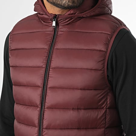 Kymaxx - Doudoune Sans Manches Capuche Bordeaux