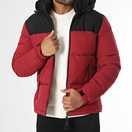 Kymaxx - Doudoune Capuche Bordeaux Noir