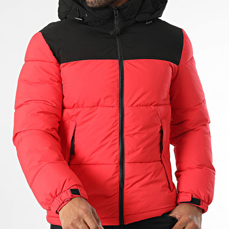 Kymaxx - Doudoune Capuche Rouge Noir