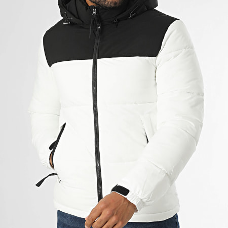 Kymaxx - Doudoune Capuche Blanc Noir
