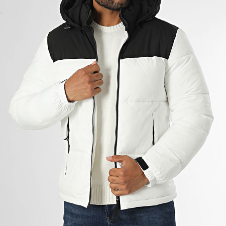 Kymaxx - Doudoune Capuche Blanc Noir
