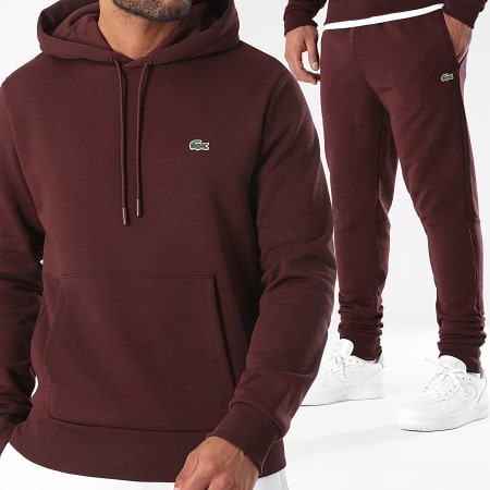 Survetement lacoste rouge bordeaux hot sale