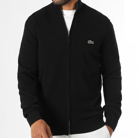 Lacoste - Pull Zippé Logo Brodé Crocodile Noir