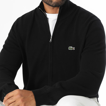 Lacoste - Pull Zippé Logo Brodé Crocodile Noir