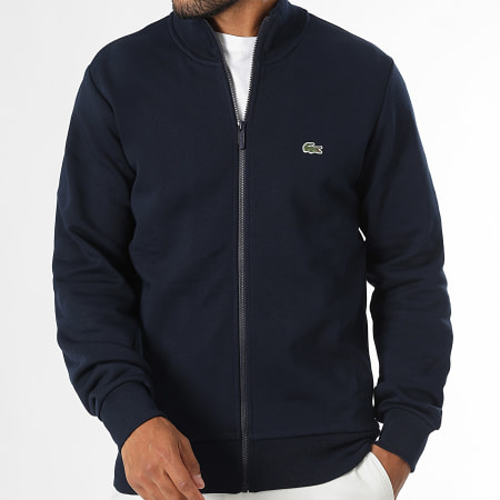Lacoste - Chaqueta con cremallera y logotipo bordado en cocodrilo azul marino
