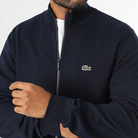 Lacoste - Chaqueta con cremallera y logotipo bordado en cocodrilo azul marino