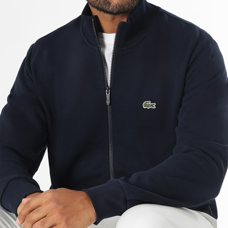 Lacoste - Chaqueta con cremallera y logotipo bordado en cocodrilo azul marino