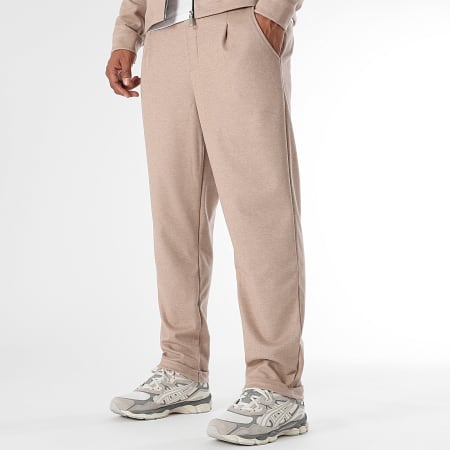 LBO - Conjunto de chaqueta y pantalón con cremallera efecto lana 1472 Beige