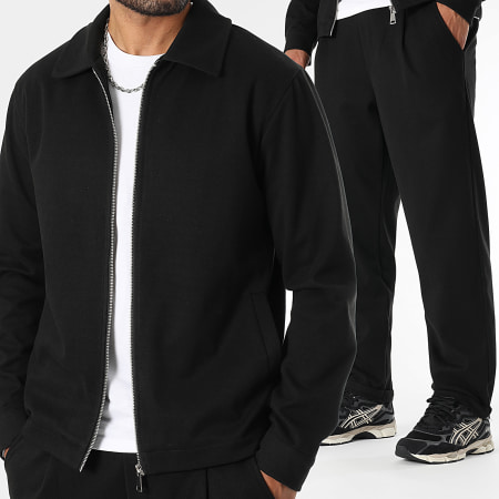 LBO - Conjunto de chaqueta y pantalón con cremallera efecto lana 1473 Negro