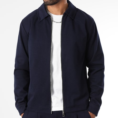 LBO - Conjunto de pantalón y chaqueta con cremallera efecto lana azul marino 1474