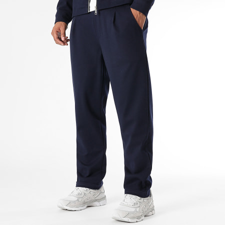 LBO - Conjunto de pantalón y chaqueta con cremallera efecto lana azul marino 1474