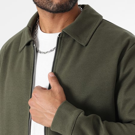 LBO - Verde caqui 1475 Chaqueta efecto lana con cremallera y conjunto de pantalón