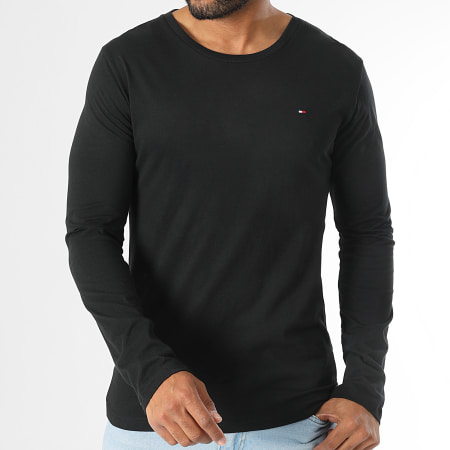 Tommy Hilfiger - Lot De 3 Tee Shirts Manches Longues Signature 3378 Bleu Marine Noir Blanc