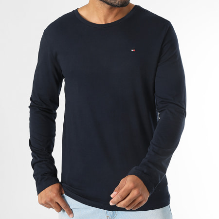 Tommy Hilfiger - Lot De 3 Tee Shirts Manches Longues Signature 3378 Bleu Marine Noir Blanc