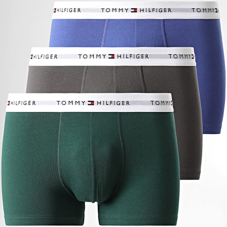 Tommy Hilfiger - Lot De 3 Boxers Trunk 2761 Bleu Clair Vert Foncé Gris Anthracite