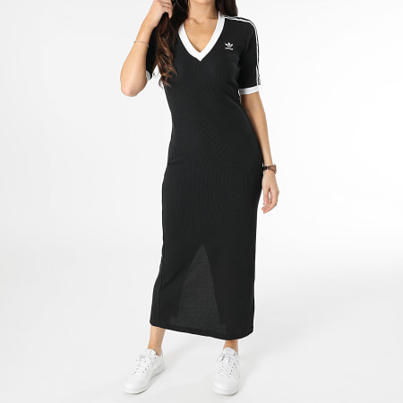 Adidas Originals - Robe Col V A Bandes Femme IX6962 Noir