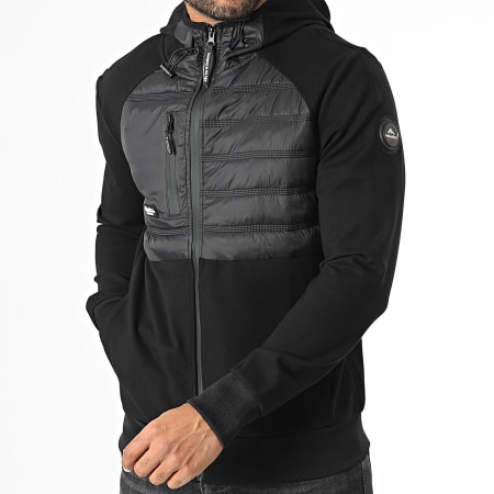 Helvetica - Chaqueta negra con capucha y cremallera Vancover