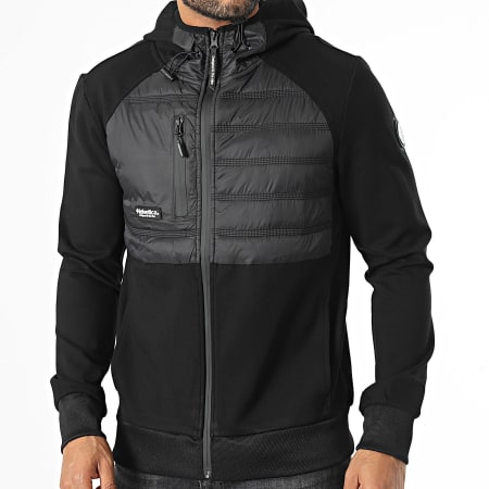Helvetica - Chaqueta negra con capucha y cremallera Vancover