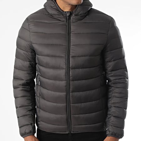 Kymaxx - Doudoune Capuche Gris Anthracite