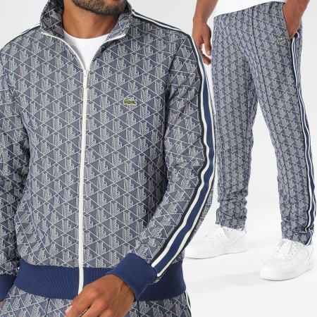 LACOSTE 幾何学模様ジャージ US L ネイビー Lacoste - The Blend Navy Blue Logo Embroidered Crocodile Track