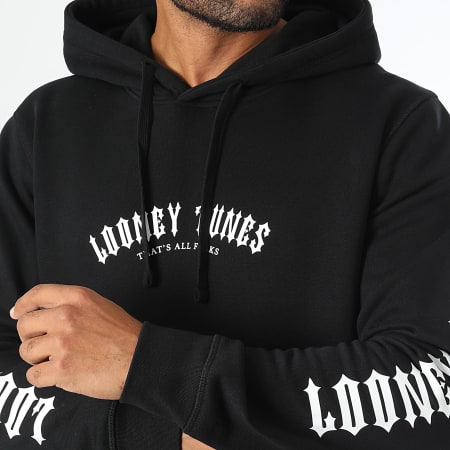 Looney Tunes - Worldwide Full Typo Hoodie Negro Blanco