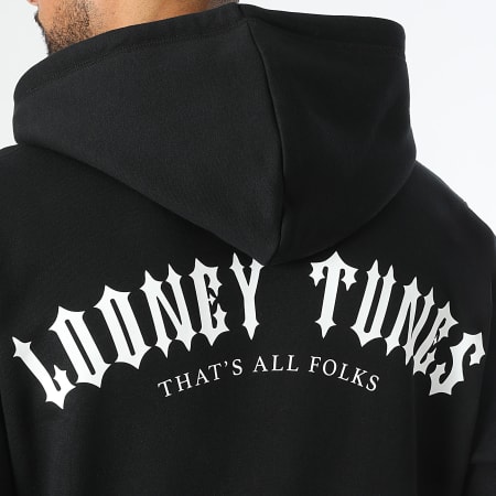 Looney Tunes - Worldwide Full Typo Hoodie Negro Blanco