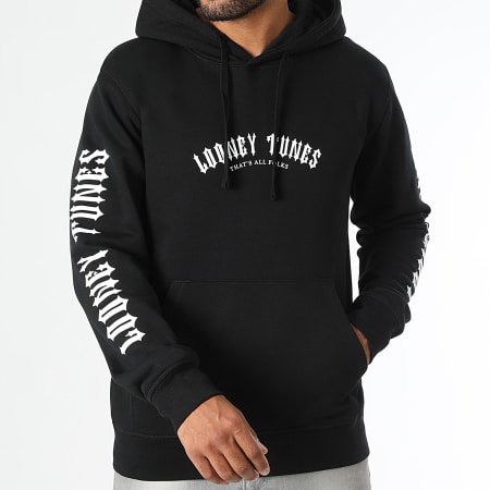 Looney Tunes - Worldwide Full Typo Hoodie Zwart Wit