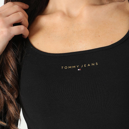 Tommy Jeans - Tee Shirt Manches Longues Slim Femme Metallic Linear 8791 Noir