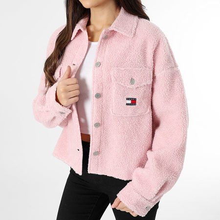 Tommy Jeans Veste Sherpa Femme Teddy Badge 8869 Rose