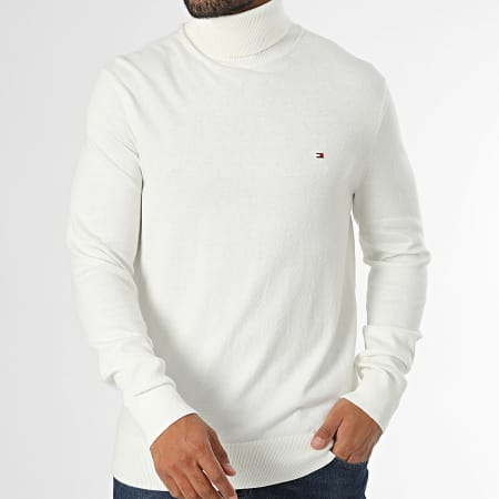 Tommy Hilfiger - Pull Col Roulé Pima Organique Cotton Cashmere 8048 Blanc