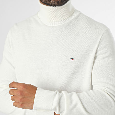 Tommy Hilfiger - Pull Col Roulé Pima Organique Cotton Cashmere 8048 Blanc