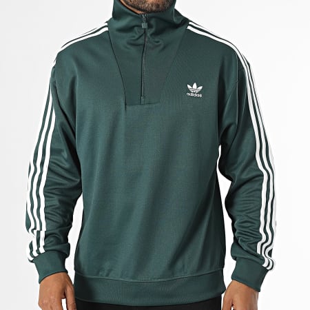 Adidas Originals - Sudadera de rayas con cremallera IZ2502 Verde oscuro