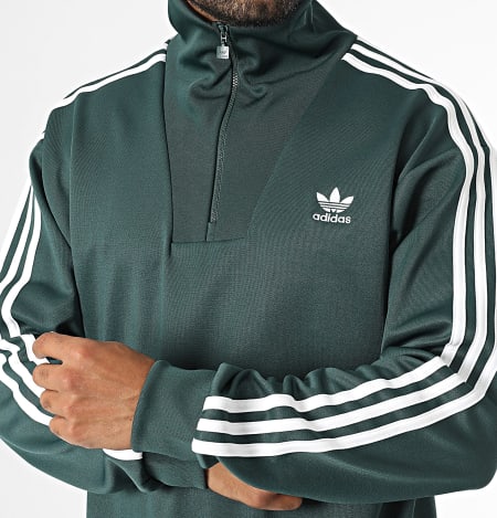 Adidas Originals - Sudadera de rayas con cremallera IZ2502 Verde oscuro
