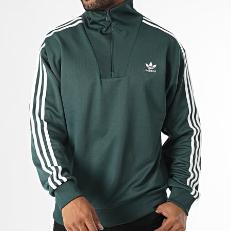 Adidas Originals - Sudadera de rayas con cremallera IZ2502 Verde oscuro