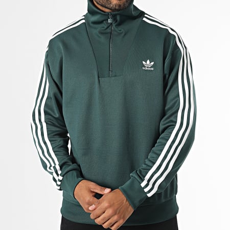Adidas Originals - Sudadera de rayas con cremallera IZ2502 Verde oscuro