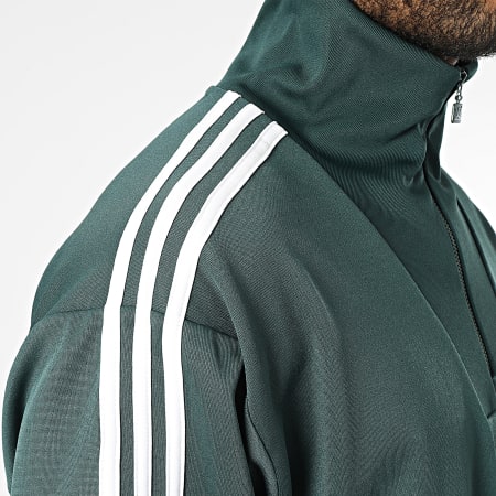 Adidas Originals - Sudadera de rayas con cremallera IZ2502 Verde oscuro