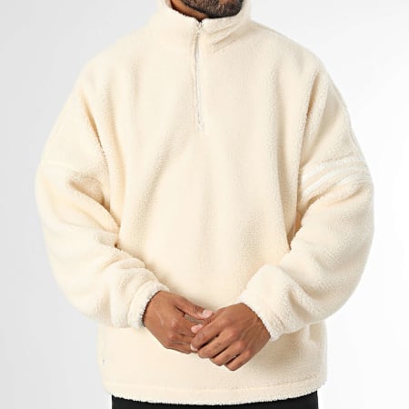 Adidas Originals IY4911 Maglione in pile beige con collo a zip