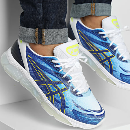 Felpa asics azzurra con strisce bianche clearance