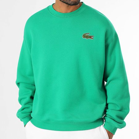 Lacoste Sweat Crewneck Loose Fit Logo Brodé Crocodile Vert