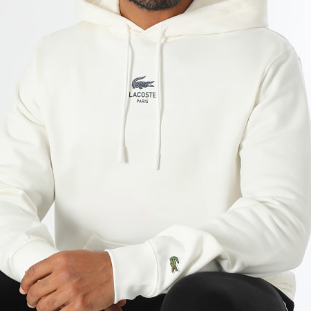 Lacoste - Sweat Capuche Logo Crocodile Beige Clair