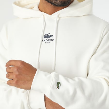 Lacoste - Sweat Capuche Logo Crocodile Beige Clair