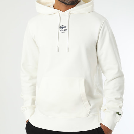 Lacoste - Sweat Capuche Logo Crocodile Beige Clair