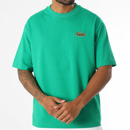 Tee Shirt Oversize Loose Fit Big Logo Crocodile Brode Vert