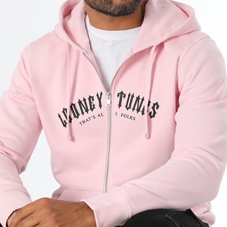 Looney Tunes - Worldwide Sweatshirt met omgekeerde capuchon en rits Roze Zwart