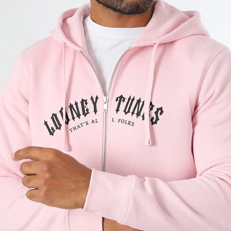 Looney Tunes - Worldwide Sweatshirt met omgekeerde capuchon en rits Roze Zwart