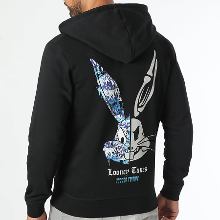 Looney Tunes - Bugs Bunny Horror Sweatshirt met capuchon en rits Reflecterend Zwart