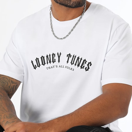 Looney Tunes - Tee Shirt Oversize Large Worldwide Reverse Blanco Negro