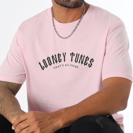 Looney Tunes - Tee Shirt Oversize Large Worldwide Reverse Rose Zwart