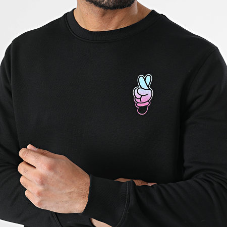 Disney - Sweat Crewneck Hands Noir Bleu Clair Rose