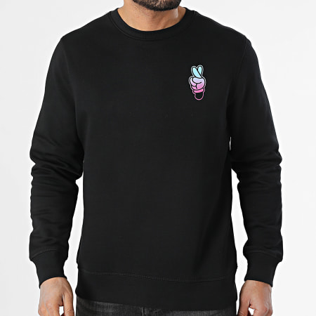 Disney - Sweat Crewneck Hands Noir Bleu Clair Rose